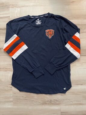 Fanatics Navy Long Sleeve Tee with Orange & White Sleeve Stripes